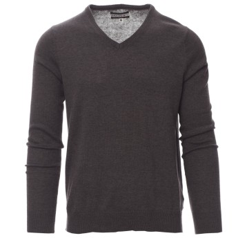 SWETER W SEREK BUSINESS MELANGE - SZARY POPIELATY MELANŻ