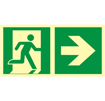 ZNAK EWAKUACYJNY - KIERUNEK DO WYJŚCIA EWAKUACYJNEGO - W PRAWO - AAE 107 CE PS